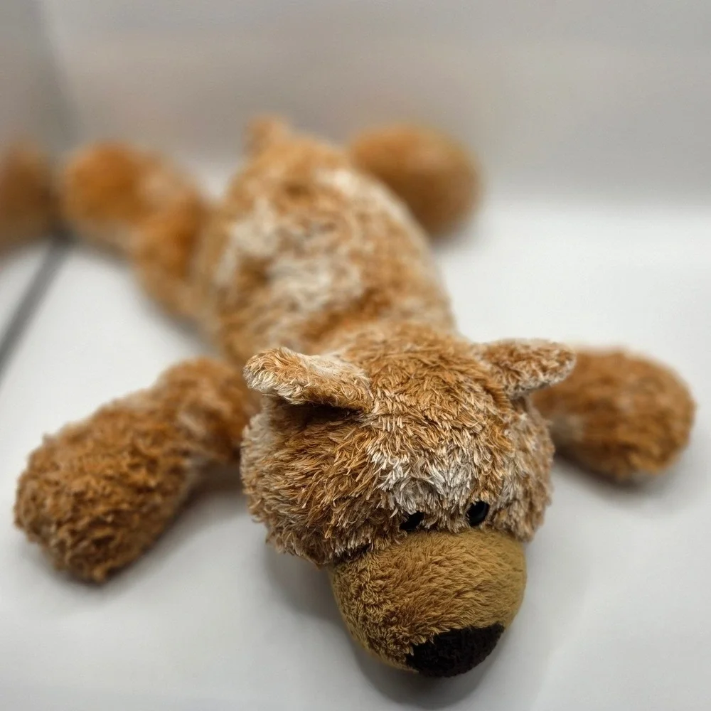 Aurora Plush Bear Brown White Mottled Shaggy Floppy Stuffed Animal 9x12in